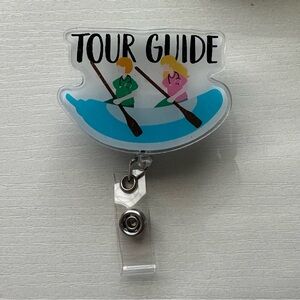 Handcrafted Curated Acrylic Badge Reel – “Tour Guide” Boat Design